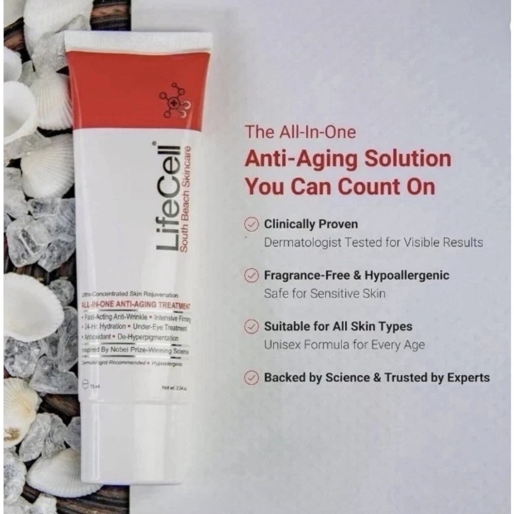 LifeCell South Beach Skincare All In One Anti-Aging Treatment - 2.54 oz Sealed